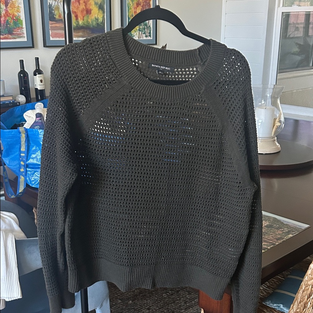 Banana Republic Charcoal Knit SweaterBanana open weave sweater